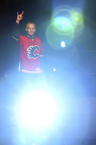 CALGARY, CANADA - JULY 20:  Nick Ring waves to the crowd at the UFC 149 weigh-in at the Scotiabank Saddledome on July 20, 2012 in Calgary, Alberta, Canada.  (Photo by Jeff Bottari/Zuffa LLC/Zuffa LLC via Getty Images)