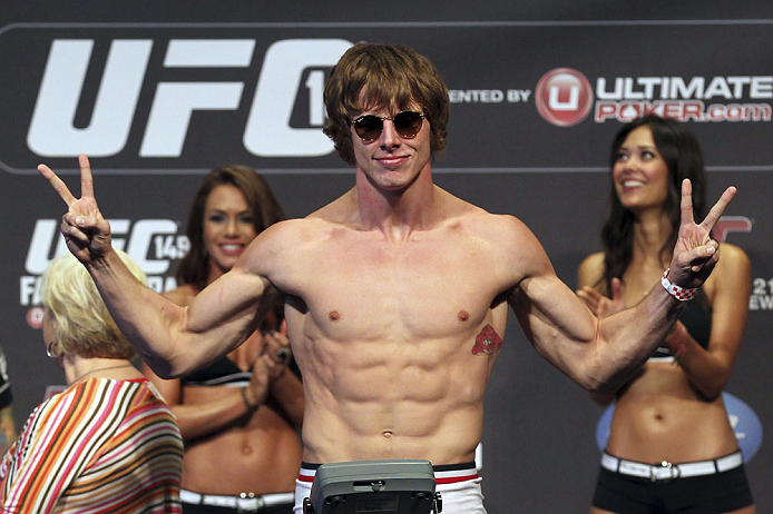 CALGARY, CANADA - JULY 20: Matthew Riddle makes weight at the UFC 149 weigh-in at the Scotiabank Saddledome on July 20, 2012 in Calgary, Alberta, Canada.  (Photo by Jeff Bottari/Zuffa LLC/Zuffa LLC via Getty Images)