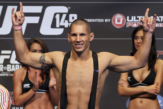 CALGARY, CANADA - JULY 20:  Chris Clements makes weight at the UFC 149 weigh-in at the Scotiabank Saddledome on July 20, 2012 in Calgary, Alberta, Canada.  (Photo by Jeff Bottari/Zuffa LLC/Zuffa LLC via Getty Images)