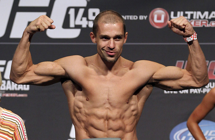CALGARY, CANADA - JULY 20: Anton Kuivanen makes weight at the UFC 149 weigh-in at the Scotiabank Saddledome on July 20, 2012 in Calgary, Alberta, Canada.  (Photo by Jeff Bottari/Zuffa LLC/Zuffa LLC via Getty Images)