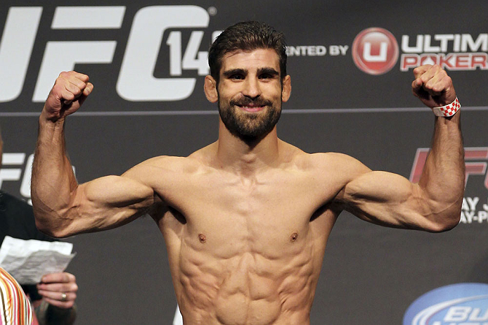 CALGARY, CANADA - JULY 20:  Antonio Carvalho makes weight at the UFC 149 weigh-in at the Scotiabank Saddledome on July 20, 2012 in Calgary, Alberta, Canada.  (Photo by Jeff Bottari/Zuffa LLC/Zuffa LLC via Getty Images)