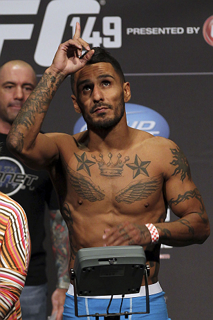 CALGARY, CANADA - JULY 20: Francisco Rivera makes weight at the UFC 149 weigh-in at the Scotiabank Saddledome on July 20, 2012 in Calgary, Alberta, Canada.  (Photo by Jeff Bottari/Zuffa LLC/Zuffa LLC via Getty Images)