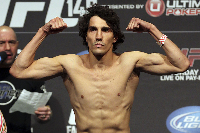 CALGARY, CANADA - JULY 20: Roland Delorme weighs in at the UFC 149 weigh-in at the Scotiabank Saddledome on July 20, 2012 in Calgary, Alberta, Canada.  (Photo by Jeff Bottari/Zuffa LLC/Zuffa LLC via Getty Images)