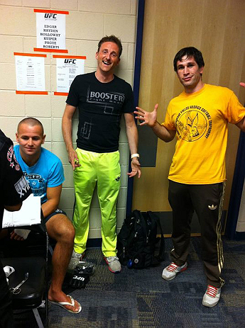 DENVER, CO - AUGUST 11:  UFC fighter Michael Kuiper, Marco Van Den Broek and Amir Sadollah attend UFC 150 inside Pepsi Center on August 11, 2012 in Denver, Colorado. (Zuffa LLC)