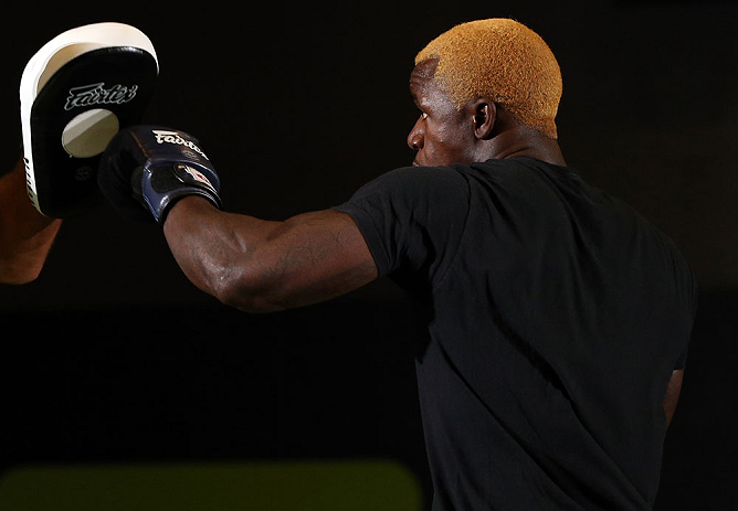 DENVER, CO - AUGUST 08:  Melvin Guillard works out for the media during the UFC 150 open workouts at the Muscle Pharm Sports Science Center on August 8, 2012 in Denver, Colorado. (Photo by Josh Hedges/Zuffa LLC/Zuffa LLC via Getty Images)
