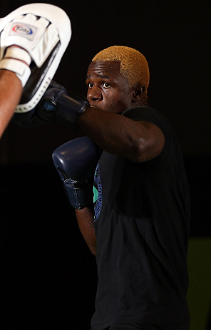 DENVER, CO - AUGUST 08:  Melvin Guillard works out for the media during the UFC 150 open workouts at the Muscle Pharm Sports Science Center on August 8, 2012 in Denver, Colorado. (Photo by Josh Hedges/Zuffa LLC/Zuffa LLC via Getty Images)
