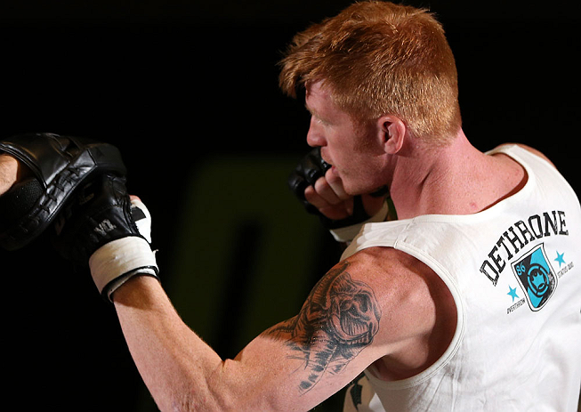 DENVER, CO - AUGUST 08:  Ed Herman works out for the media during the UFC 150 open workouts at the Muscle Pharm Sports Science Center on August 8, 2012 in Denver, Colorado. (Photo by Josh Hedges/Zuffa LLC/Zuffa LLC via Getty Images)