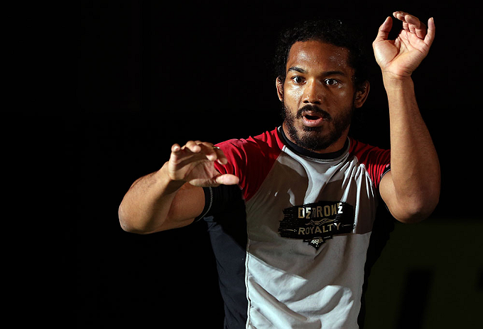 DENVER, CO - AUGUST 08:  Benson Henderson works out for the media during the UFC 150 open workouts at the Muscle Pharm Sports Science Center on August 8, 2012 in Denver, Colorado. (Photo by Josh Hedges/Zuffa LLC/Zuffa LLC via Getty Images)