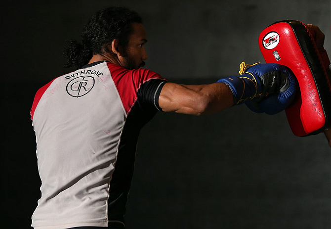 DENVER, CO - AUGUST 08:  Benson Henderson works out for the media during the UFC 150 open workouts at the Muscle Pharm Sports Science Center on August 8, 2012 in Denver, Colorado. (Photo by Josh Hedges/Zuffa LLC/Zuffa LLC via Getty Images)