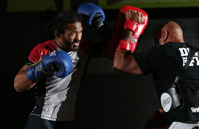 DENVER, CO - AUGUST 08:  Benson Henderson works out for the media during the UFC 150 open workouts at the Muscle Pharm Sports Science Center on August 8, 2012 in Denver, Colorado. (Photo by Josh Hedges/Zuffa LLC/Zuffa LLC via Getty Images)