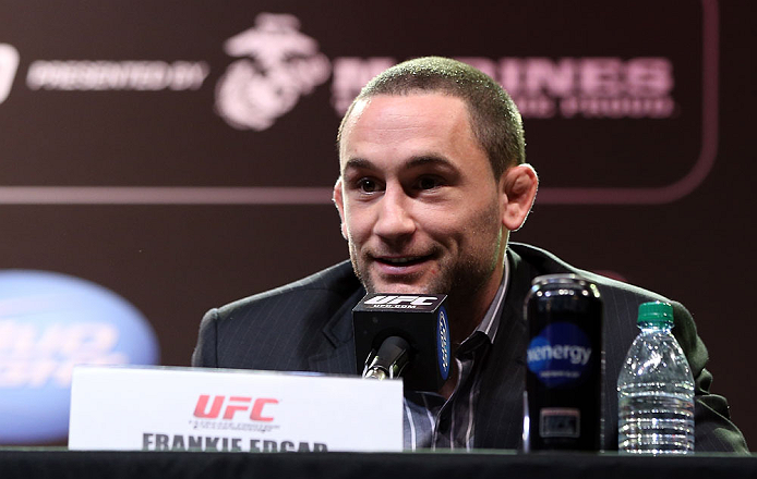 DENVER, CO - AUGUST 09:  Frankie Edgar interacts with media and fans during the UFC 150 press conference at the Fillmore Auditorium on August 9, 2012 in Denver, Colorado. (Photo by Josh Hedges/Zuffa LLC/Zuffa LLC via Getty Images)