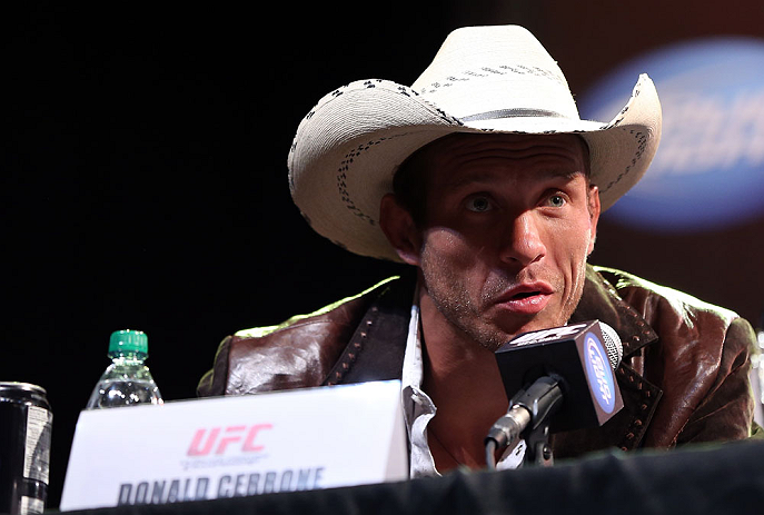 DENVER, CO - AUGUST 09:  Donald "Cowboy" Cerrone interacts with media and fans during the UFC 150 press conference at the Fillmore Auditorium on August 9, 2012 in Denver, Colorado. (Photo by Josh Hedges/Zuffa LLC/Zuffa LLC via Getty Images)
