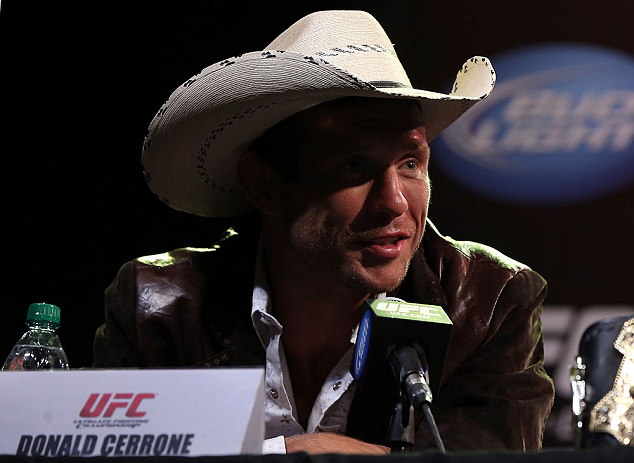 DENVER, CO - AUGUST 09:  Donald "Cowboy" Cerrone interacts with media and fans during the UFC 150 press conference at the Fillmore Auditorium on August 9, 2012 in Denver, Colorado. (Photo by Josh Hedges/Zuffa LLC/Zuffa LLC via Getty Images)
