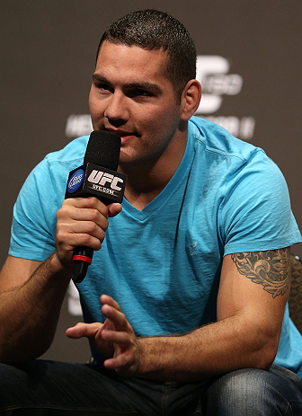 DENVER, CO - AUGUST 10: Chris Weidman interacts with fans during a Q&A session before the UFC 150 weigh in at Pepsi Center on August 10, 2012 in Denver, Colorado. (Photo by Josh Hedges/Zuffa LLC/Zuffa LLC via Getty Images)