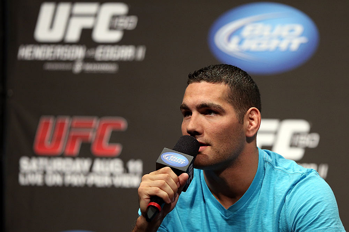DENVER, CO - AUGUST 10: Chris Weidman interacts with fans during a Q&A session before the UFC 150 weigh in at Pepsi Center on August 10, 2012 in Denver, Colorado. (Photo by Josh Hedges/Zuffa LLC/Zuffa LLC via Getty Images)