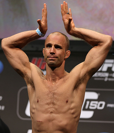 DENVER, CO - AUGUST 10: Jared Hamman makes weight during the UFC 150 weigh in at Pepsi Center on August 10, 2012 in Denver, Colorado. (Photo by Josh Hedges/Zuffa LLC/Zuffa LLC via Getty Images)