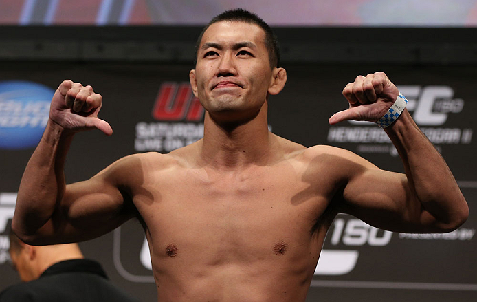 DENVER, CO - AUGUST 10:  Yushin Okami makes weight during the UFC 150 weigh in at Pepsi Center on August 10, 2012 in Denver, Colorado. (Photo by Josh Hedges/Zuffa LLC/Zuffa LLC via Getty Images)
