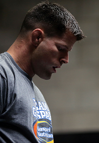 TORONTO, CANADA - SEPTEMBER 19: Brian Stann works out for fans and media during the UFC 152 open workouts at Xtreme Couture Gym on September 19, 2012 in Toronto, Ontario, Canada. (Photo by Josh Hedges/Zuffa LLC/Zuffa LLC via Getty Images)