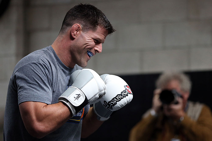 TORONTO, CANADA - SEPTEMBER 19: Brian Stann works out for fans and media during the UFC 152 open workouts at Xtreme Couture Gym on September 19, 2012 in Toronto, Ontario, Canada. (Photo by Josh Hedges/Zuffa LLC/Zuffa LLC via Getty Images)