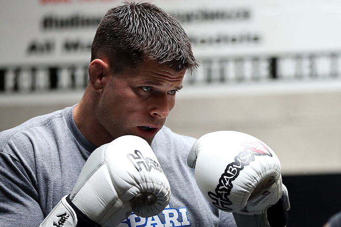 TORONTO, CANADA - SEPTEMBER 19: Brian Stann works out for fans and media during the UFC 152 open workouts at Xtreme Couture Gym on September 19, 2012 in Toronto, Ontario, Canada. (Photo by Josh Hedges/Zuffa LLC/Zuffa LLC via Getty Images)