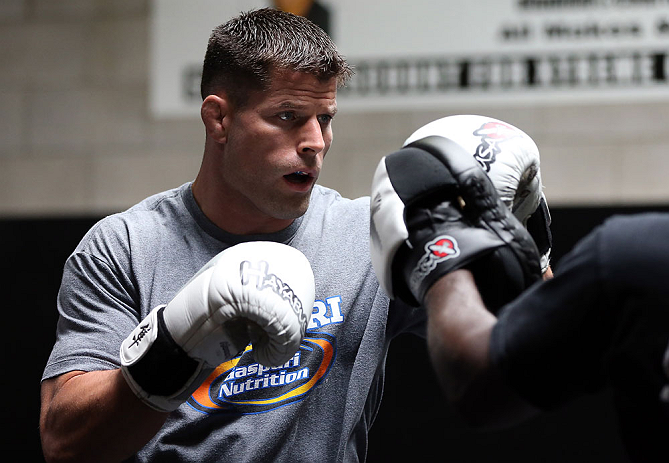 TORONTO, CANADA - SEPTEMBER 19: Brian Stann works out for fans and media during the UFC 152 open workouts at Xtreme Couture Gym on September 19, 2012 in Toronto, Ontario, Canada. (Photo by Josh Hedges/Zuffa LLC/Zuffa LLC via Getty Images)