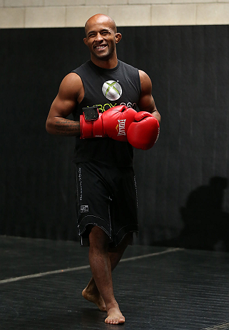 TORONTO, CANADA - SEPTEMBER 19: Demetrious Johnson works out for fans and media during the UFC 152 open workouts at Xtreme Couture Gym on September 19, 2012 in Toronto, Ontario, Canada. (Photo by Josh Hedges/Zuffa LLC/Zuffa LLC via Getty Images)