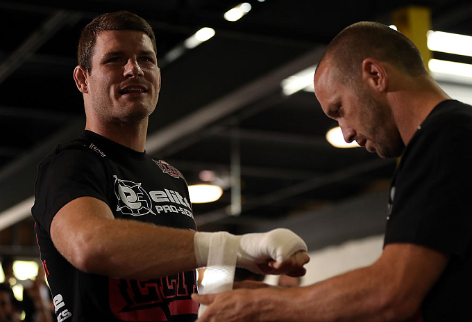 TORONTO, CANADA - SEPTEMBER 19: Michael Bisping works out for fans and media during the UFC 152 open workouts at Xtreme Couture Gym on September 19, 2012 in Toronto, Ontario, Canada. (Photo by Josh Hedges/Zuffa LLC/Zuffa LLC via Getty Images)