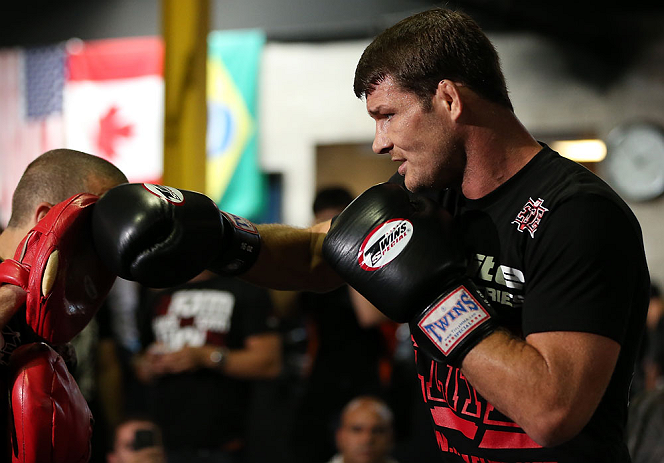 TORONTO, CANADA - SEPTEMBER 19: Michael Bisping works out for fans and media during the UFC 152 open workouts at Xtreme Couture Gym on September 19, 2012 in Toronto, Ontario, Canada. (Photo by Josh Hedges/Zuffa LLC/Zuffa LLC via Getty Images)