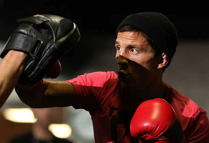 TORONTO, CANADA - SEPTEMBER 19: Joseph Benavidez works out for fans and media during the UFC 152 open workouts at Xtreme Couture Gym on September 19, 2012 in Toronto, Ontario, Canada. (Photo by Josh Hedges/Zuffa LLC/Zuffa LLC via Getty Images)