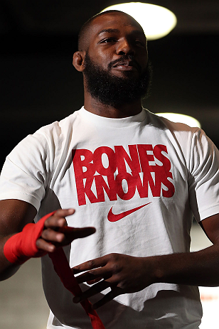 TORONTO, CANADA - SEPTEMBER 19: Jon "Bones" Jones works out for fans and media during the UFC 152 open workouts at Xtreme Couture Gym on September 19, 2012 in Toronto, Ontario, Canada. (Photo by Josh Hedges/Zuffa LLC/Zuffa LLC via Getty Images)