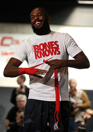 TORONTO, CANADA - SEPTEMBER 19: Jon "Bones" Jones works out for fans and media during the UFC 152 open workouts at Xtreme Couture Gym on September 19, 2012 in Toronto, Ontario, Canada. (Photo by Josh Hedges/Zuffa LLC/Zuffa LLC via Getty Images)