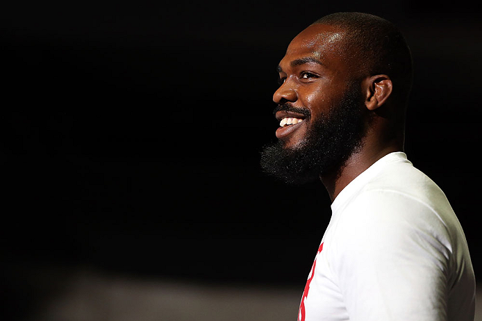 TORONTO, CANADA - SEPTEMBER 19: Jon "Bones" Jones works out for fans and media during the UFC 152 open workouts at Xtreme Couture Gym on September 19, 2012 in Toronto, Ontario, Canada. (Photo by Josh Hedges/Zuffa LLC/Zuffa LLC via Getty Images)