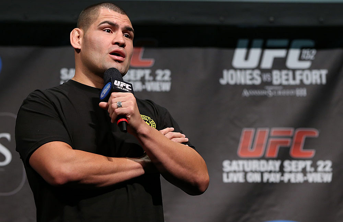 TORONTO, CANADA - SEPTEMBER 21: Cain Velasquez interacts with fans during a Q&A session before the UFC 152 weigh in at Mattamy Athletic Centre at the Gardens on September 21, 2012 in Toronto, Ontario, Canada. (Photo by Josh Hedges/Zuffa LLC/Zuffa LLC via Getty Images)