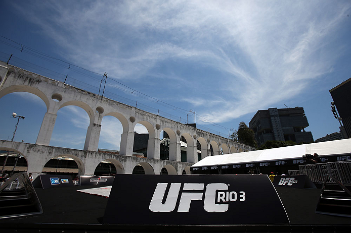 RIO DE JANEIRO, BRAZIL - OCTOBER 10: A general view of the venue before the UFC 153 open workouts at Arcos da Lapa: Praca Cardeal Camara on October 10, 2012 in Rio de Janeiro, Brazil. (Photo by Josh Hedges/Zuffa LLC/Zuffa LLC via Getty Images)