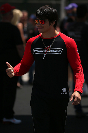 RIO DE JANEIRO, BRAZIL - OCTOBER 10: Erick Silva greets fans before an open training session ahead of UFC 153 at Arcos da Lapa: Praca Cardeal Camara on October 10, 2012 in Rio de Janeiro, Brazil. (Photo by Josh Hedges/Zuffa LLC/Zuffa LLC via Getty Images)