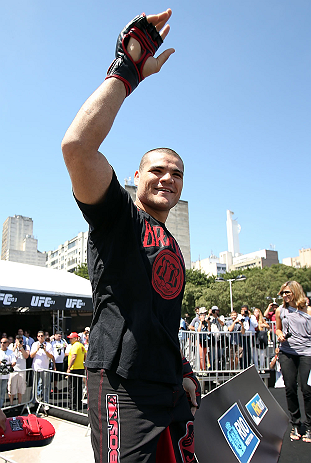RIO DE JANEIRO, BRAZIL - OCTOBER 10:  Wagner Prado greets fans before an open training session ahead of UFC 153 at Arcos da Lapa: Praca Cardeal Camara on October 10, 2012 in Rio de Janeiro, Brazil.  (Photo by Josh Hedges/Zuffa LLC/Zuffa LLC via Getty Images)