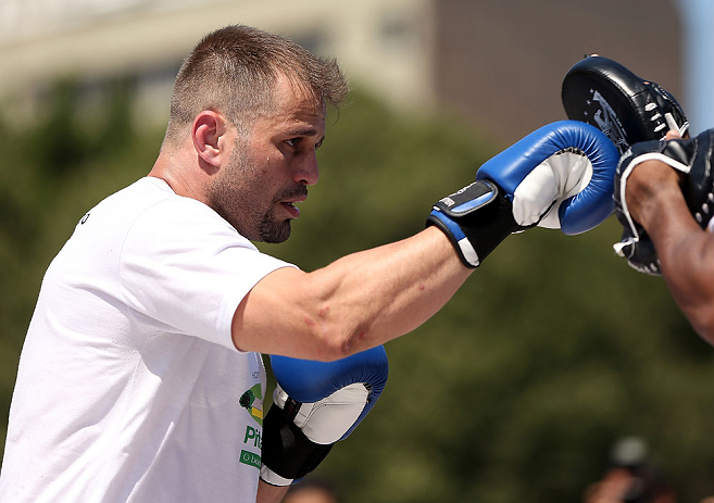 RIO DE JANEIRO, BRAZIL - OCTOBER 10: Fabio Maldonado works out for fans and media during an open training session ahead of UFC 153 at Arcos da Lapa: Praca Cardeal Camara on October 10, 2012 in Rio de Janeiro, Brazil. (Photo by Josh Hedges/Zuffa LLC/Zuffa LLC via Getty Images)