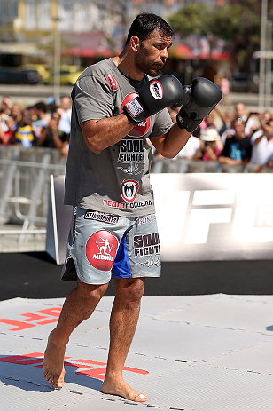 RIO DE JANEIRO, BRAZIL - OCTOBER 10:  Antonio Rodrigo "Minotauro" Nogeuira works out for fans and media during an open training session ahead of UFC 153 at Arcos da Lapa: Praca Cardeal Camara on October 10, 2012 in Rio de Janeiro, Brazil.  (Photo by Josh Hedges/Zuffa LLC/Zuffa LLC via Getty Images)