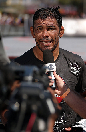 RIO DE JANEIRO, BRAZIL - OCTOBER 10: Minotauro Nogeuira is interviewed after an open training session ahead of UFC 153 at Arcos da Lapa: Praca Cardeal Camara on October 10, 2012 in Rio de Janeiro, Brazil. (Photo by Josh Hedges/Zuffa LLC/Zuffa LLC via Getty Images)