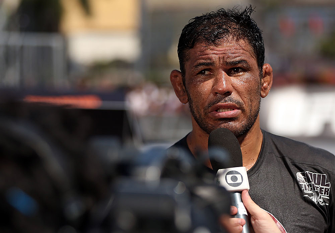RIO DE JANEIRO, BRAZIL - OCTOBER 10: Minotauro Nogeuira is interviewed after an open training session ahead of UFC 153 at Arcos da Lapa: Praca Cardeal Camara on October 10, 2012 in Rio de Janeiro, Brazil. (Photo by Josh Hedges/Zuffa LLC/Zuffa LLC via Getty Images)