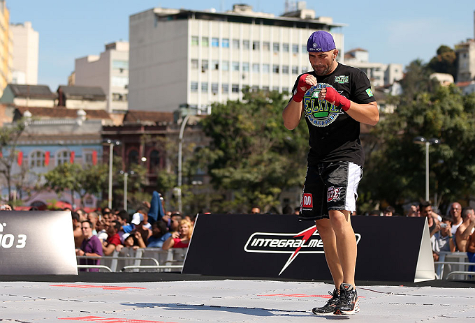 RIO DE JANEIRO, BRAZIL - OCTOBER 10:  Glover Teixeira works out for fans and media during an open training session ahead of UFC 153 at Arcos da Lapa: Praca Cardeal Camara on October 10, 2012 in Rio de Janeiro, Brazil.  (Photo by Josh Hedges/Zuffa LLC/Zuffa LLC via Getty Images)