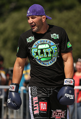 RIO DE JANEIRO, BRAZIL - OCTOBER 10: Glover Teixeira works out for fans and media during an open training session ahead of UFC 153 at Arcos da Lapa: Praca Cardeal Camara on October 10, 2012 in Rio de Janeiro, Brazil. (Photo by Josh Hedges/Zuffa LLC/Zuffa LLC via Getty Images)
