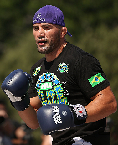 RIO DE JANEIRO, BRAZIL - OCTOBER 10: Glover Teixeira works out for fans and media during an open training session ahead of UFC 153 at Arcos da Lapa: Praca Cardeal Camara on October 10, 2012 in Rio de Janeiro, Brazil. (Photo by Josh Hedges/Zuffa LLC/Zuffa LLC via Getty Images)