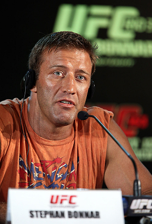 RIO DE JANEIRO, BRAZIL - OCTOBER 11:  Stephan Bonnar interacts with media during a press conference ahead of UFC 153 at Windsor Barra Hotel on October 11, 2012 in Rio de Janeiro, Brazil.  (Photo by Josh Hedges/Zuffa LLC/Zuffa LLC via Getty Images)