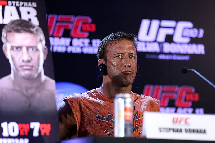 RIO DE JANEIRO, BRAZIL - OCTOBER 11:  Stephan Bonnar interacts with media during a press conference ahead of UFC 153 at Windsor Barra Hotel on October 11, 2012 in Rio de Janeiro, Brazil.  (Photo by Josh Hedges/Zuffa LLC/Zuffa LLC via Getty Images)
