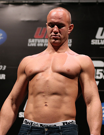 RIO DE JANEIRO, BRAZIL - OCTOBER 12:  Dave Herman weighs in during the UFC 153 weigh in at HSBC Arena on October 12, 2012 in Rio de Janeiro, Brazil.  (Photo by Josh Hedges/Zuffa LLC/Zuffa LLC via Getty Images)