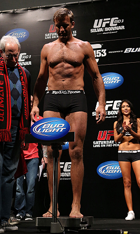RIO DE JANEIRO, BRAZIL - OCTOBER 12:  Stephan Bonnar weighs in during the UFC 153 weigh in at HSBC Arena on October 12, 2012 in Rio de Janeiro, Brazil.  (Photo by Josh Hedges/Zuffa LLC/Zuffa LLC via Getty Images)