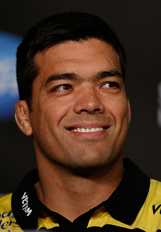 ANAHEIM, CA - FEBRUARY 21: Lyoto Machida interacts with media during a UFC pre-fight press conference at Honda Center on February 21, 2013 in Anaheim, California. (Photo by Josh Hedges/Zuffa LLC/Zuffa LLC via Getty Images)