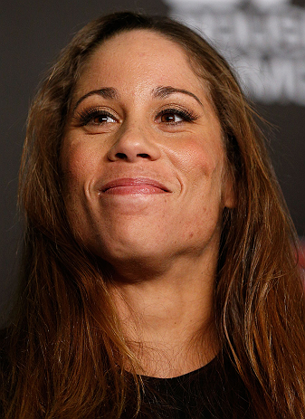 ANAHEIM, CA - FEBRUARY 21: Liz Carmouche interacts with media during a UFC pre-fight press conference at Honda Center on February 21, 2013 in Anaheim, California. (Photo by Josh Hedges/Zuffa LLC/Zuffa LLC via Getty Images)