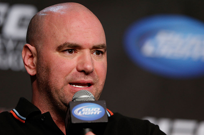 ANAHEIM, CA - FEBRUARY 21: UFC President Dana White during a UFC pre-fight press conference at Honda Center on February 21, 2013 in Anaheim, California. (Photo by Josh Hedges/Zuffa LLC/Zuffa LLC via Getty Images)